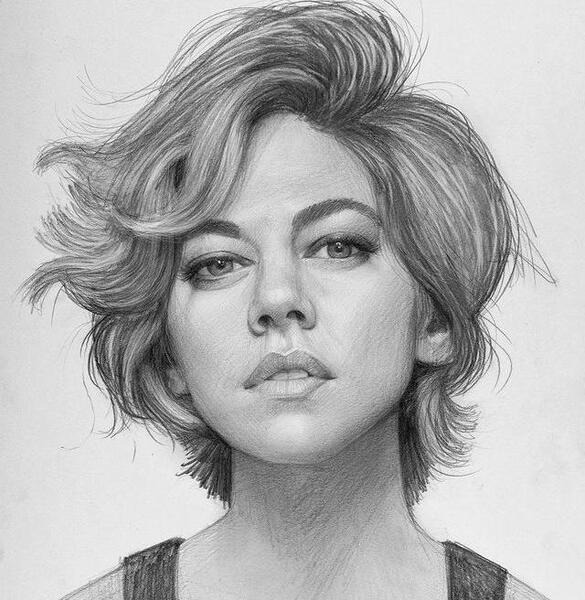 عکس نقاشی طراحی سیاه قلم چهره