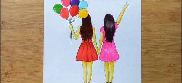 عکس های نقاشی چهره دختر با مداد رنگی