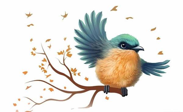 عکس نقاشی پرنده روی درخت