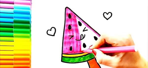 عکس نقاشی بستنی هندوانه ای