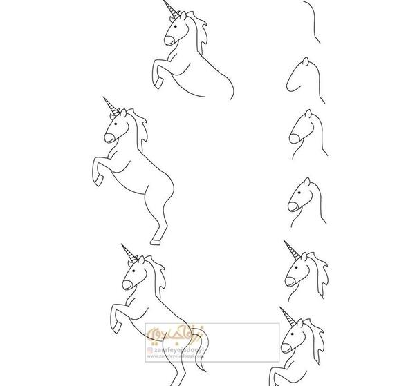 عکس نقاشی اسب تک شاخ خیلی آسان