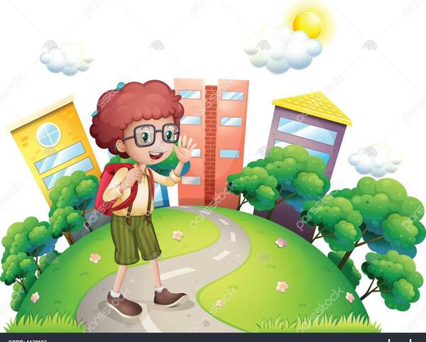 عکس پسر بچه در حال رفتن به مدرسه