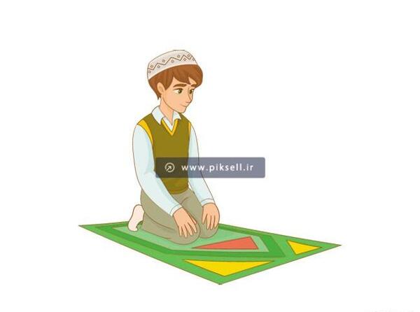 عکس نقاشی پسر در حال نماز خواندن