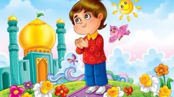 عکس کارتونی پسر در حال نماز خواندن