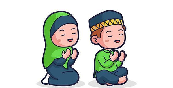 عکس کارتونی پسر در حال نماز خواندن