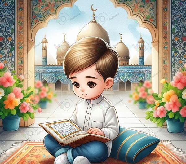 عکس پسر بچه در حال کتاب خواندن