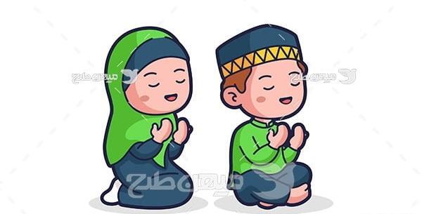 عکس یک پسر در حال نماز خواندن