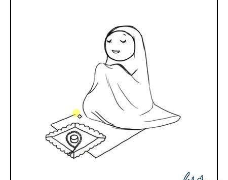 عکس نقاشی دختر در حال نماز