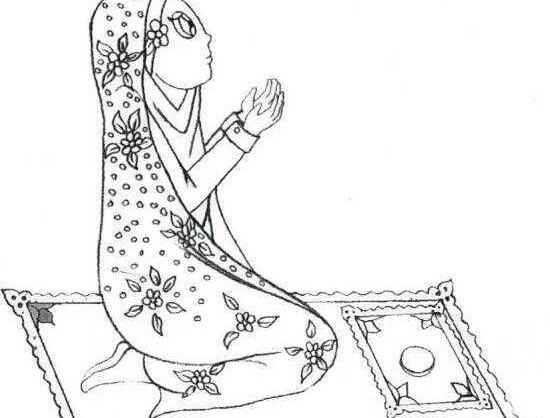 عکس نقاشی دختر در حال نماز