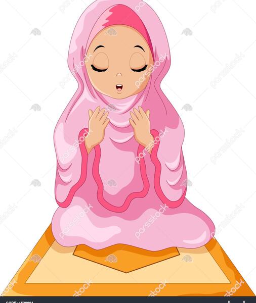 عکس نقاشی دختر در حال نماز