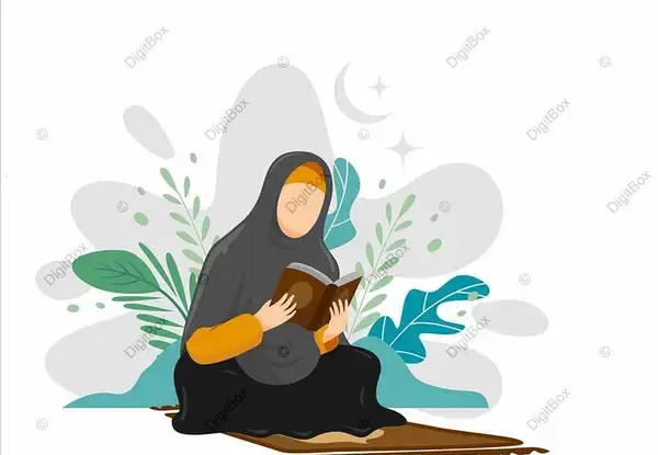 عکس دختر کارتونی در حال خواندن قرآن