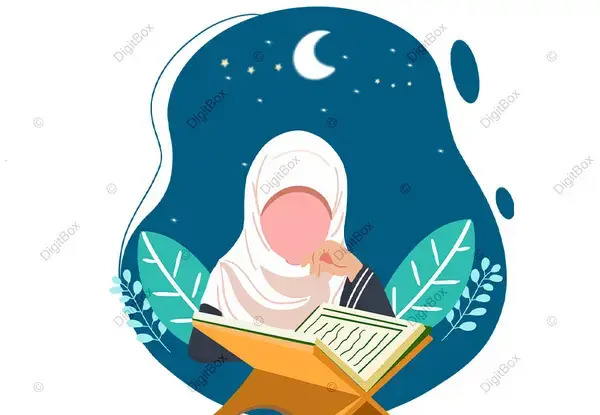 عکس دختر کارتونی در حال خواندن قرآن