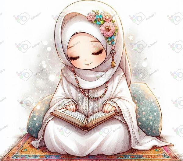 عکس دختر بچه در حال قرآن خواندن