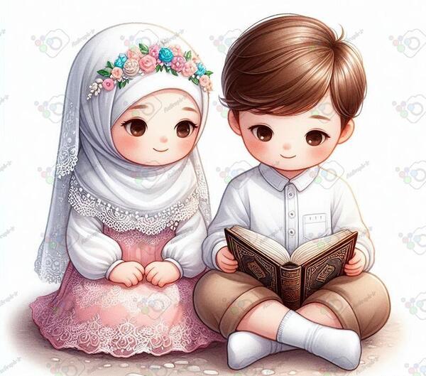 عکس دختر بچه در حال قرآن خواندن