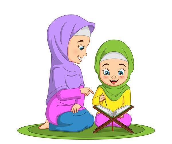 عکس دختر بچه در حال قرآن خواندن