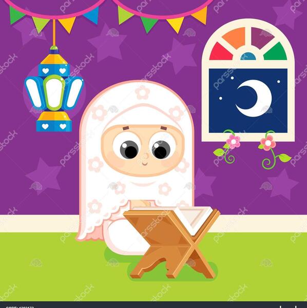 عکس دختر بچه در حال قرآن خواندن