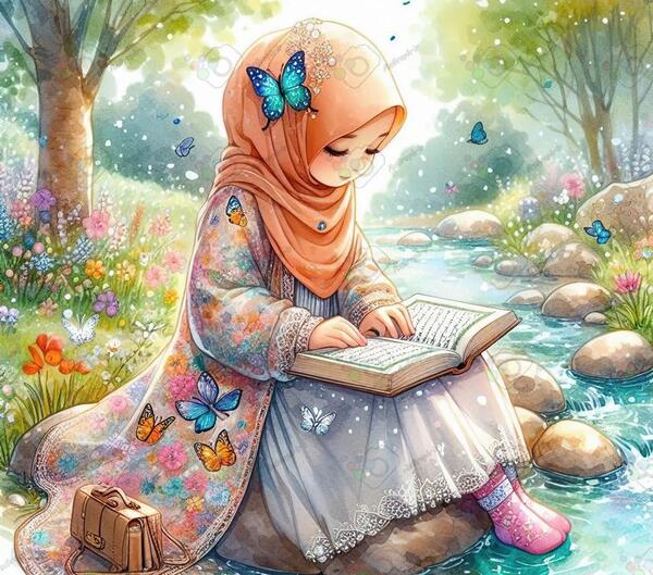عکس دختر در حال نماز خواندن کارتونی