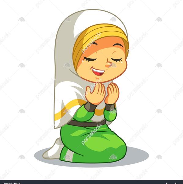 عکس دختر در حال نماز خواندن کارتونی