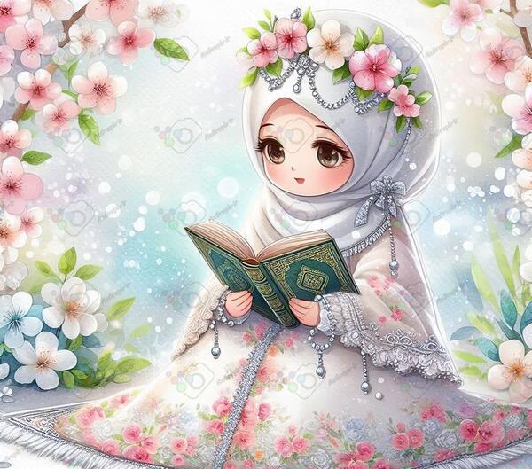 عکس دختر در حال نماز خواندن کارتونی