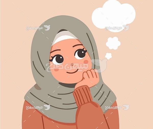 عکس دختر در حال فکر کارتونی