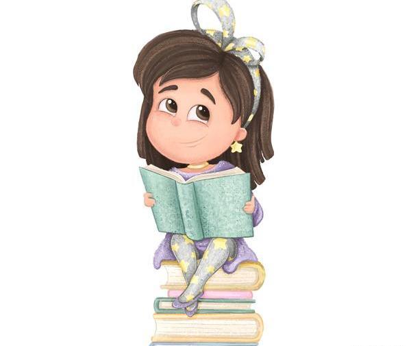 عکس کارتونی دختر درحال درس خواندن