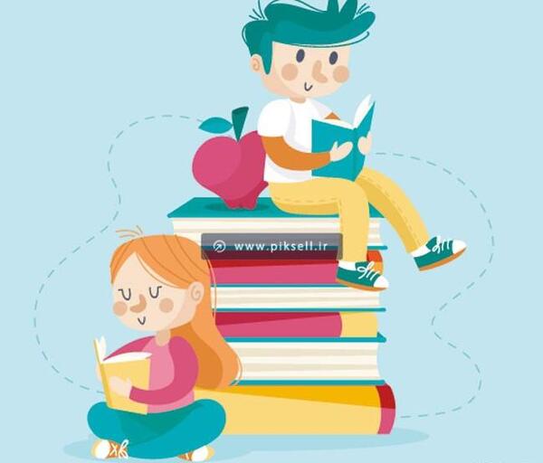 عکس کارتونی دختر درحال درس خواندن