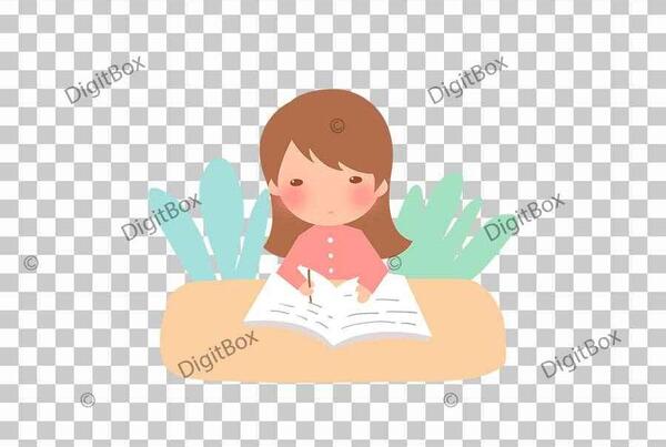 عکس کارتونی دختر درحال درس خواندن