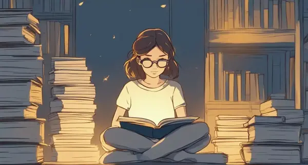 عکس کارتونی دختر درحال درس خواندن