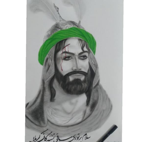 عکس نقاشی کودکانه حضرت ابوالفضل