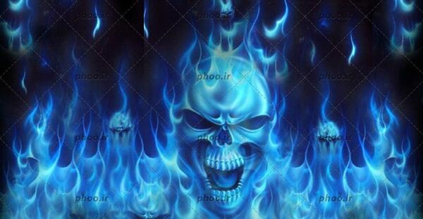 پسرانه عکس اسکلت آتشین آبی