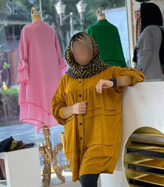 عکس مدل مانتو ابروبادی اشکی دکمه دار