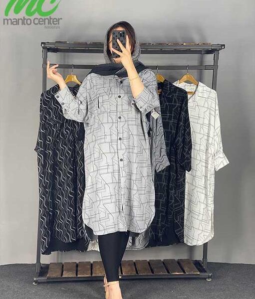 عکس مدل مانتو ابروبادی دکمه دار بلند