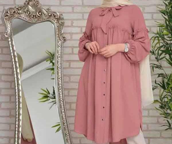 عکس مدل مانتو ابروبادی دکمه دار کوتاه