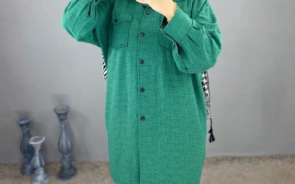 عکس مدل مانتو ابروبادی دکمه دار کوتاه