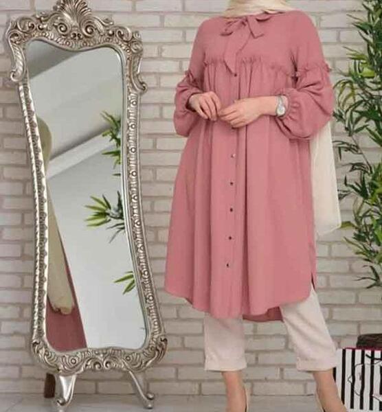 عکس مدل مانتو ابروبادی دکمه دار زنانه جدید