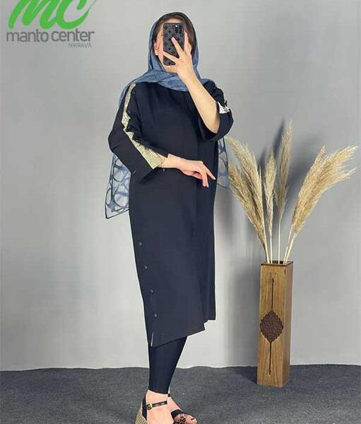 عکس مدل مانتو ابروبادی دکمه دار زنانه جدید