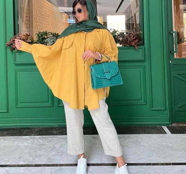 عکس مدل مانتو ابروبادی جلو بسته کوتاه