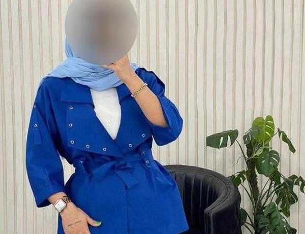 عکس مدل مانتو ابروبادی رنگ آبی کاربنی
