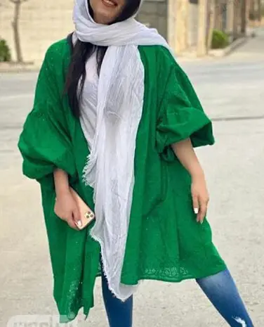 عکس مدل مانتو ابروبادی سبز آبی