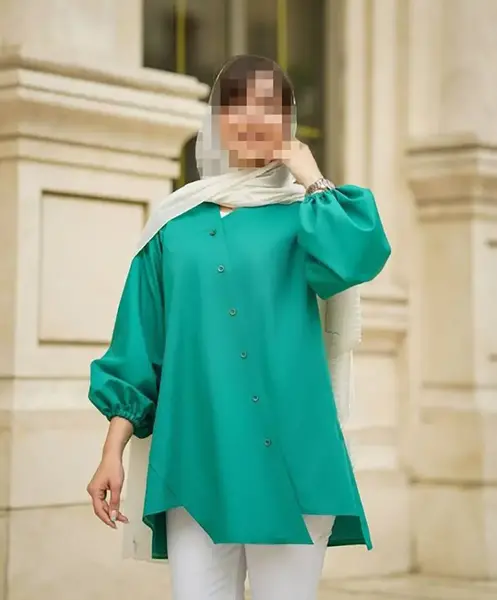 عکس مدل مانتو ابروبادی سبز آبی