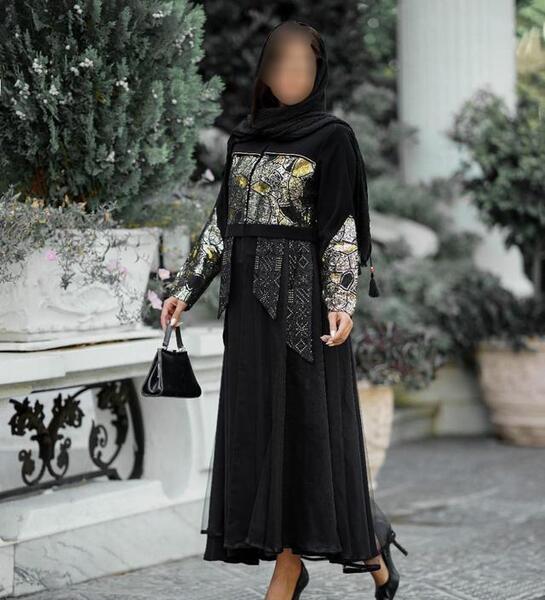 عکس مدل مانتو ابروبادی مشکی برای افراد چاق