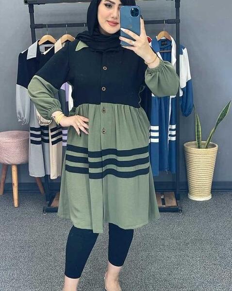 عکس مدل مانتو ابروبادی دکمه دار بچه گانه
