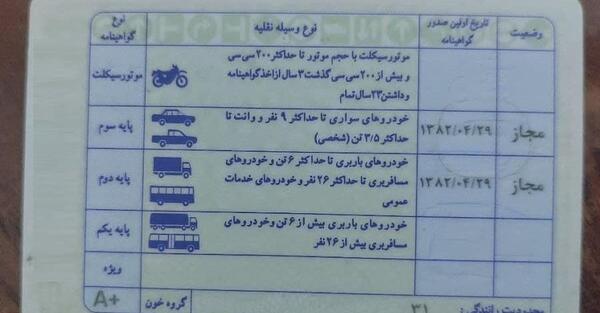 عکس گواهینامه رانندگی بی سوادی