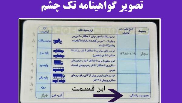 عکس گواهینامه رانندگی بی سوادی