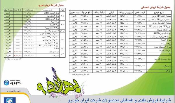عکس و قیمت محصولات ایران خودرو