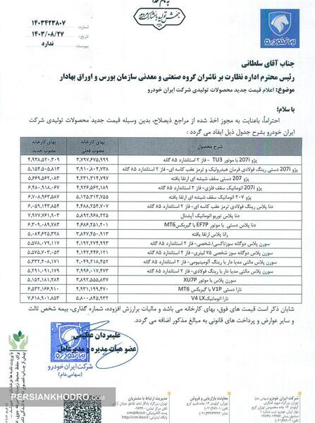 عکس و قیمت محصولات ایران خودرو