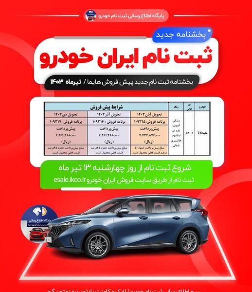 عکس ماشین های ثبت نامی ایران خودرو ۱۴۰۳