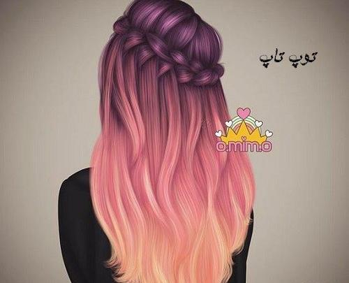عکس کارتونی دختر از پشت سر با موهای باز
