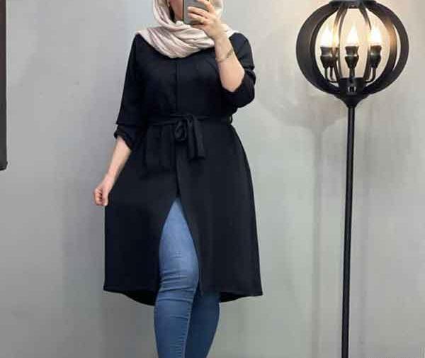 عکس مدل مانتو ابروبادی طرح دار مشکی