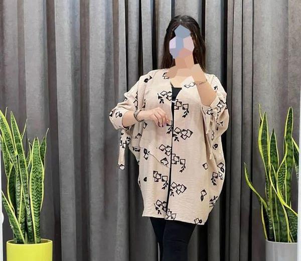عکس مدل مانتو زنانه با پارچه ابروبادی طرح دار